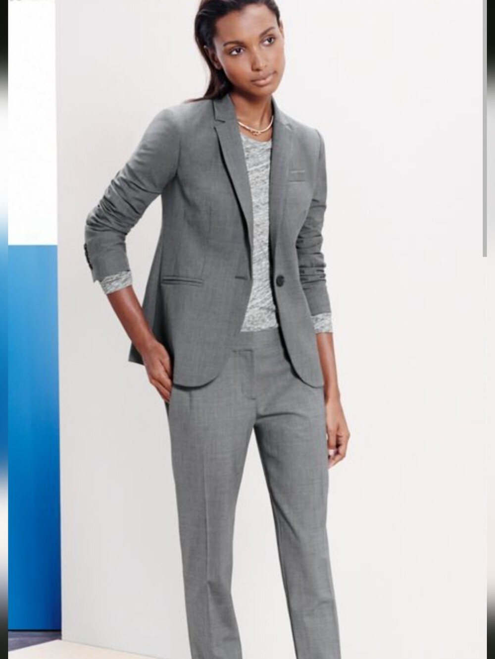 J. Crew Gray 1035 Super 120's Single-Button Women's 100% Wool Blazer Size 4